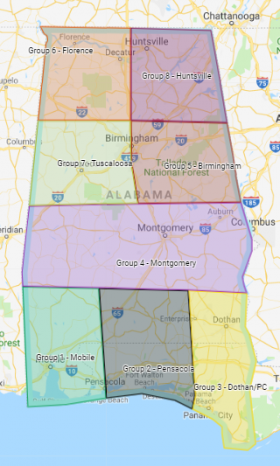 Map of Alabama and North Florida Mapraid areas